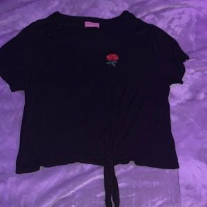 Back crop top with knot and rose